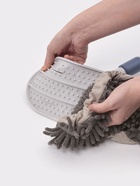 Швабра для мытья пола плоская гибкая Доляна, насадка из микрофибры букли 29×13 см, телескопическая стальная ручка 75(116) см, серая - Фото 9