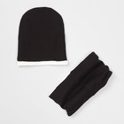 Комплект шапка + снуд "Колпак" двухсторонняя, размер 40-45 см, цвет белый/чёрный КД-1-2-1 - Фото 5