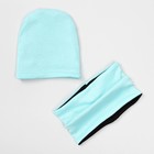 Комплект шапка + снуд "Колпак" двухсторонняя, размер 40-45 см, цвет чёрный/голубой КД-2-11-1   34070 - Фото 7