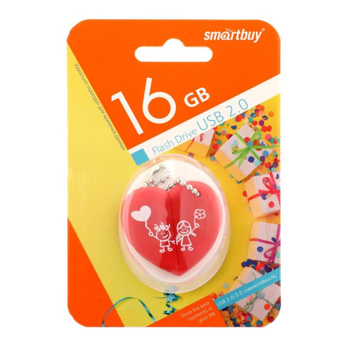 Флешка Smartbuy Wild series, 16 Гб, USB2.0, "Сердце", чт до 25 Мб/с, зап до 15 Мб/с - фото 51294939