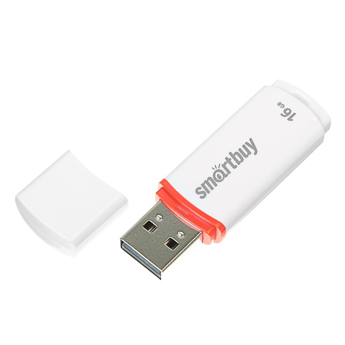 Флешка Smartbuy Crown White, 16 Гб, USB2.0, чт до 25 Мб/с, зап до 15 Мб/с, белая - фото 51543182