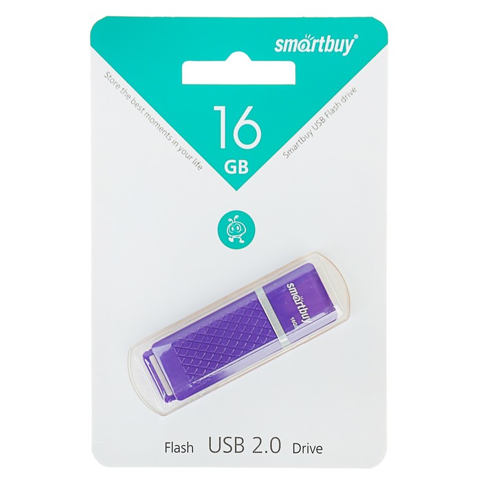 Флешка Smartbuy Quartz, 16 Гб, USB2.0, чт до 25 Мб/с, зап до 15 Мб/с, фиолетовая - фото 51294948