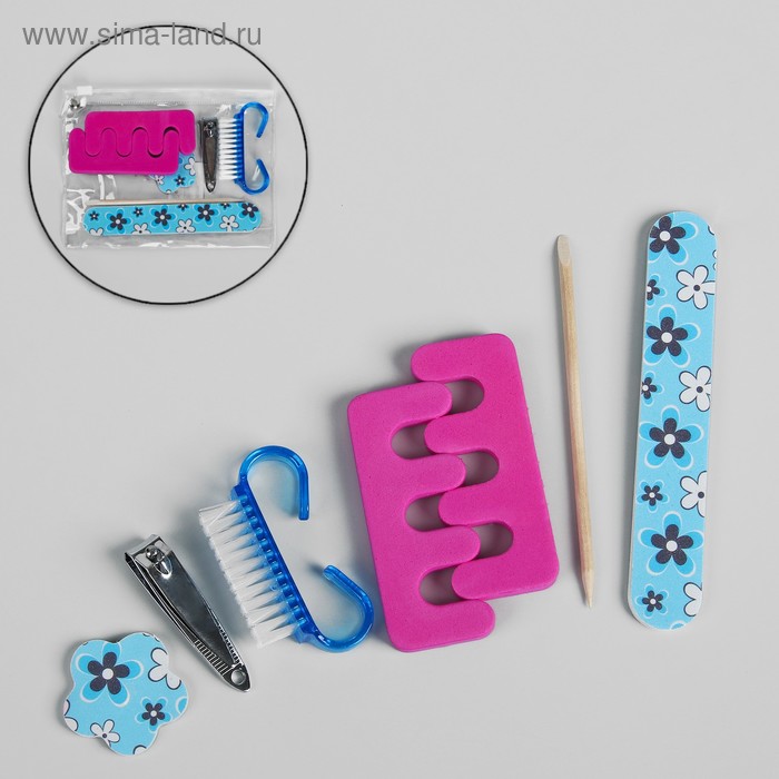 Набор для маникюра и педикюра, 7 предметов, цвет МИКС - Фото 1