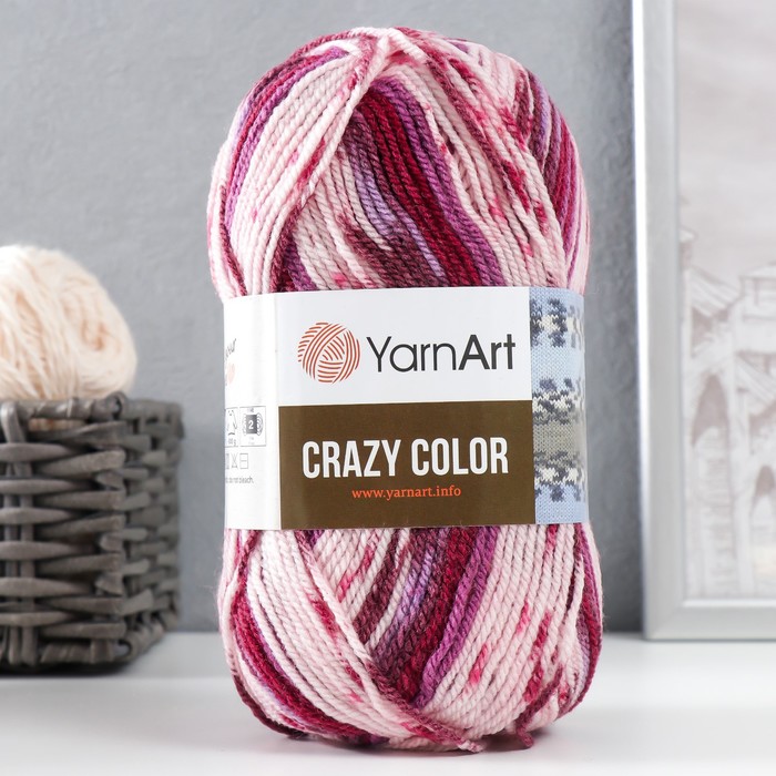 Пряжа для вязания спицами, крючком YarnArt, Crazy color, 25% шерсть, 75% акрил, 260 м/100 г, (168 принт) - Фото 1