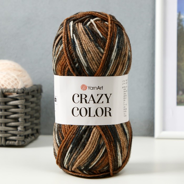 Пряжа "Crazy color" 25% шерсть, 75% акрил 260м/100гр (171 принт) - Фото 1