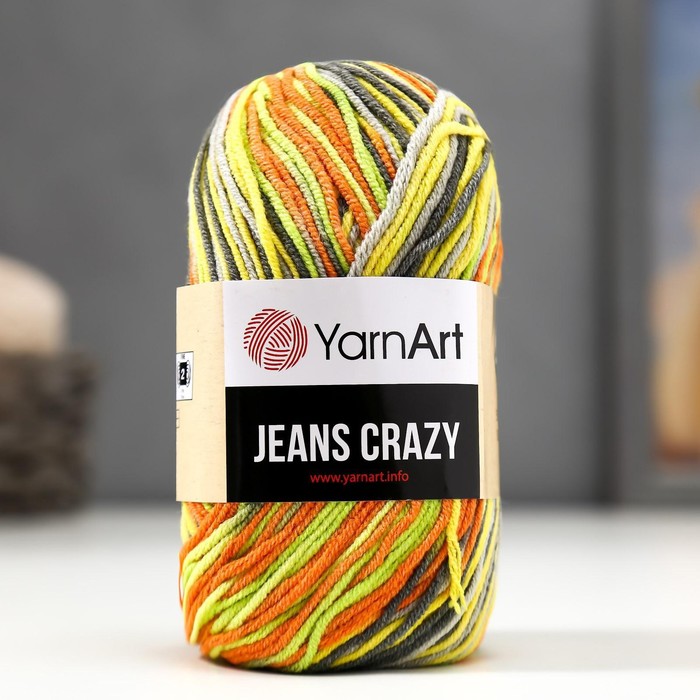 Пряжа "Jeans crazy" 55% хлопок, 45% акрил 160м/50гр (7201  принт) - Фото 1