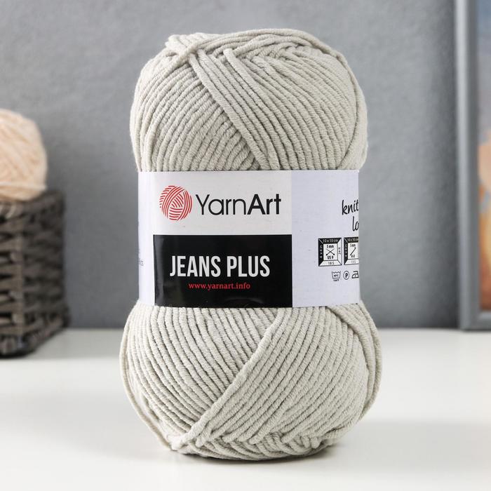 Пряжа для вязания спицами, крючком YarnArt, Jeans plus, 55% хлопок, 45% акрил, 160 м/100 г, (49 серый) - Фото 1