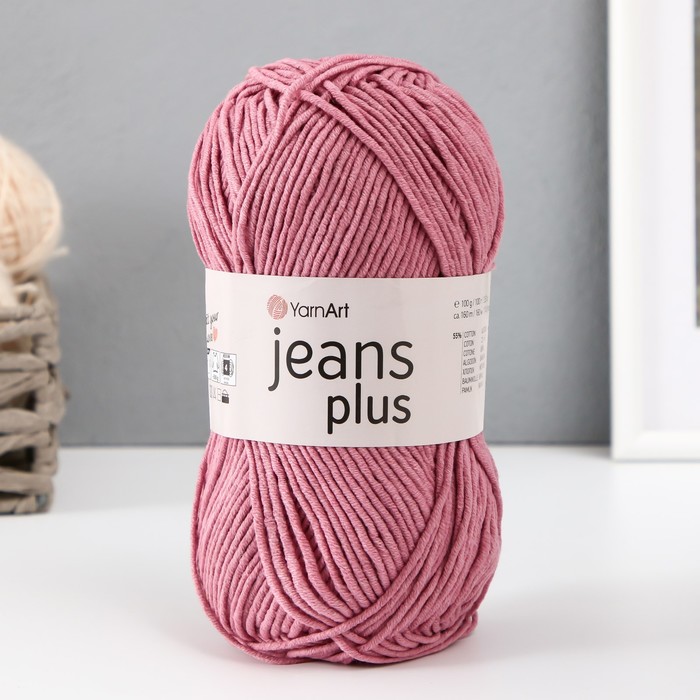 Пряжа для вязания спицами, крючком YarnArt, Jeans plus, 55% хлопок, 45% акрил, 160 м/100 г, (65 пыльная роза) - Фото 1