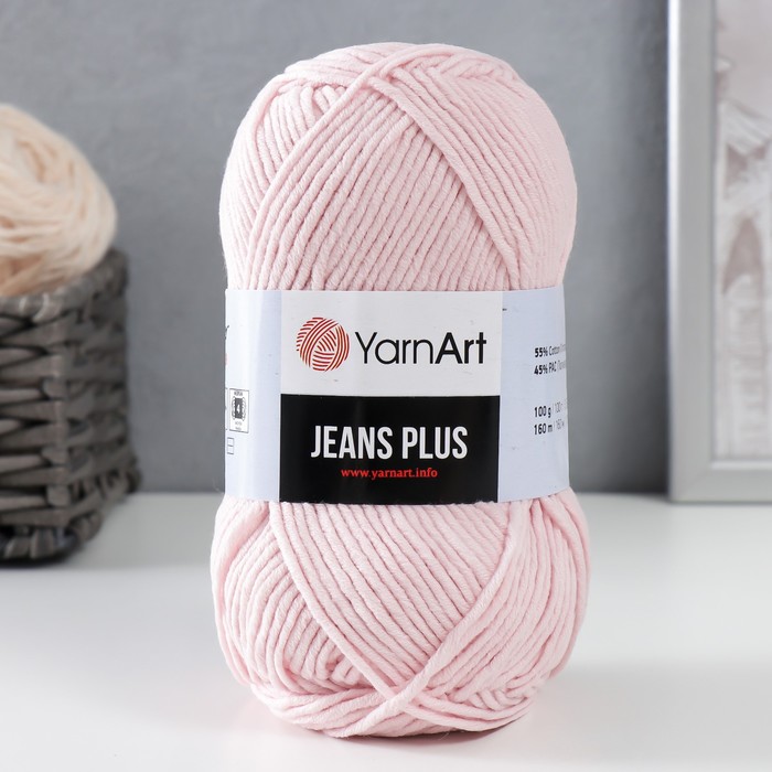 Пряжа "Jeans plus" 55% хлопок, 45% акрил 160м/100гр (18 розовый) - Фото 1