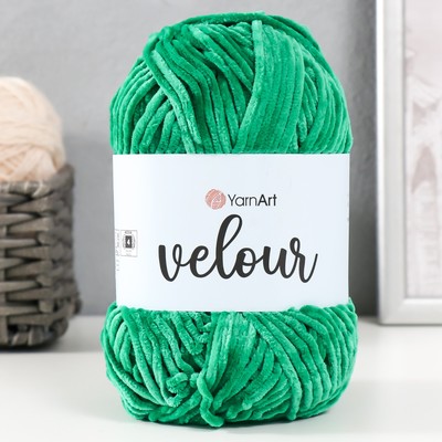 Плюшевая пряжа для вязания спицами, крючком YarnArt, Velour, велюровая, 100% микрополиэстер, 170 м/100 г, (856 изумруд)