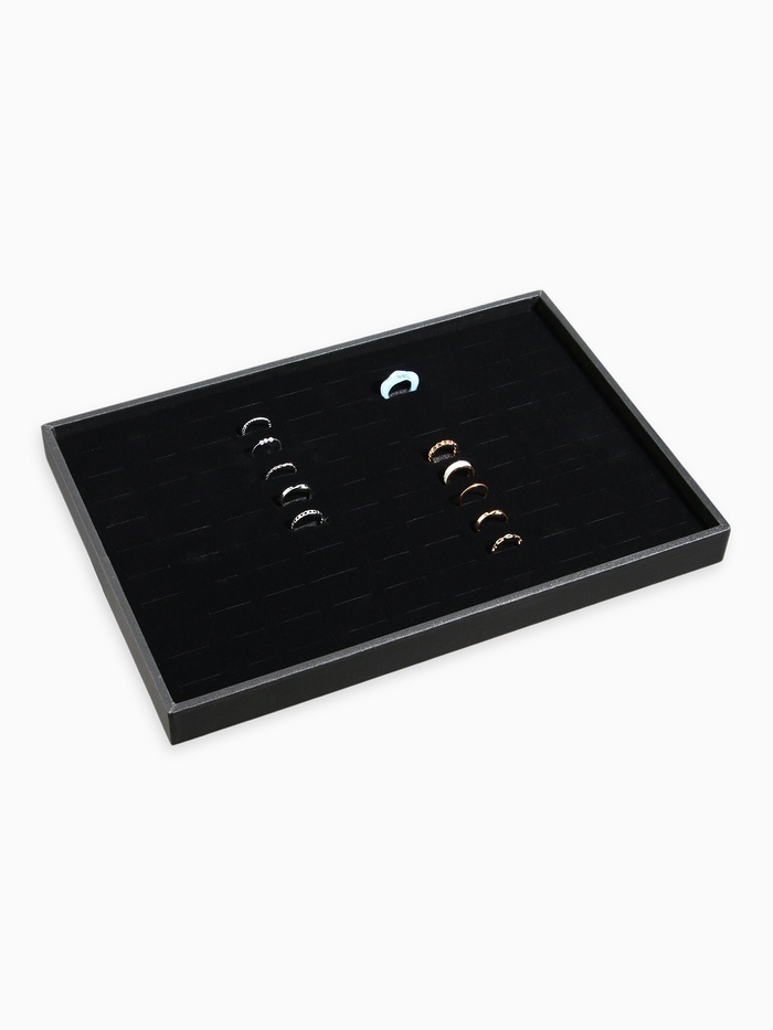 Подставка под кольца QF, 100 мест, флок, 35×24×3 см, чёрная - Фото 1