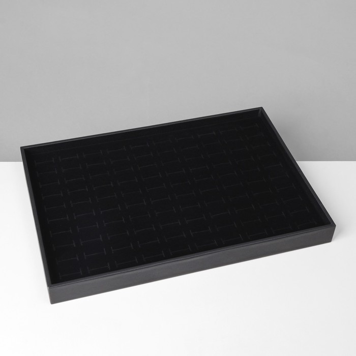 Подставка под кольца 100 мест, флок, 35×24×3 см, цвет чёрный - фото 1911163999