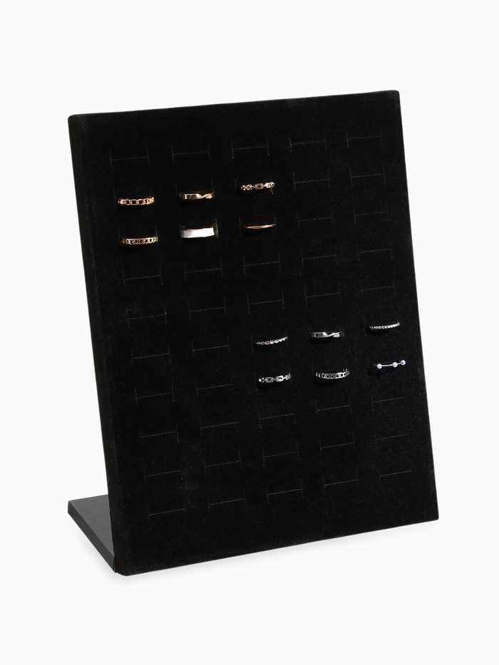 Подставка под кольца QF, 50 мест, флок, чёрная, 20×9.7×24 см - Фото 1