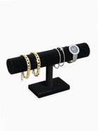 Подставка для часов, браслетов QF, флок, 30×7.5×15.5 см ( ± 2 см), d=5 см, чёрная - Фото 1