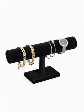 Подставка для часов, браслетов QF, флок, 30×7.5×15.5 см ( ± 2 см), d=5 см, чёрная