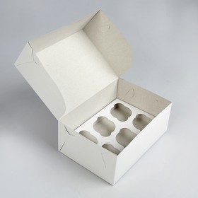 Упаковка на 6 капкейков без окна, белая 25 х 17 х 10 см