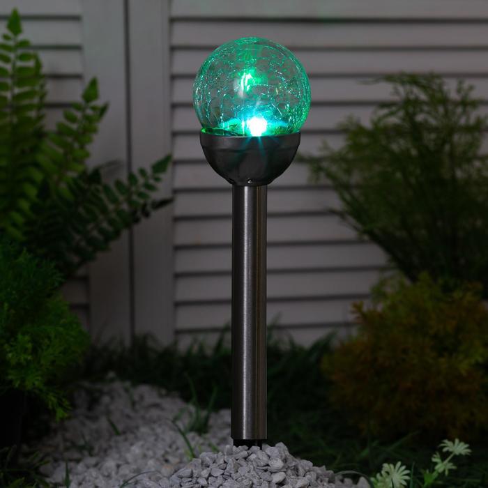 Садовый светильник Uniel «Сфера» на солнечной батарее, 7 × 36 × 7 см, свечение мульти (RGB) - Фото 1