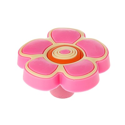 Ручка кнопка детская KId=024, «Цветочек 2», резиновая, розовая