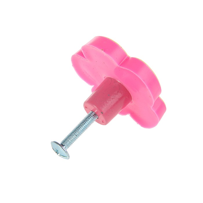 Ручка кнопка детская KID 024, "Цветочек 2", резиновая, розовая - фото 1908371579