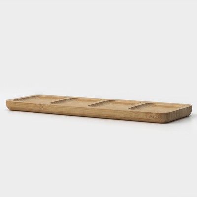 Менажница Striata, 4 секции, 33×9.5 см, бамбук, бежевая