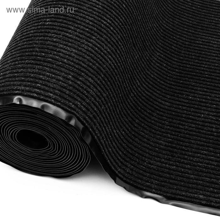 Коврик-дорожка влаговпитывающий «Ребристый», 0,9х12 м, чёрный - Фото 1