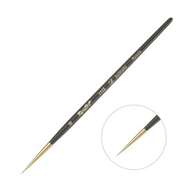 Кисть Колонок круглая укороченная Roubloff серия 1115 № 0, ручка короткая чёрная матовая жёлтая обойма