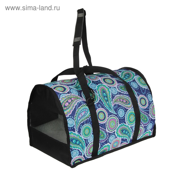 Сумка-переноска полукруглая средняя, ПВХ/мех "овчина", 46 х 28.5 х 29 см, микс цветов - Фото 1