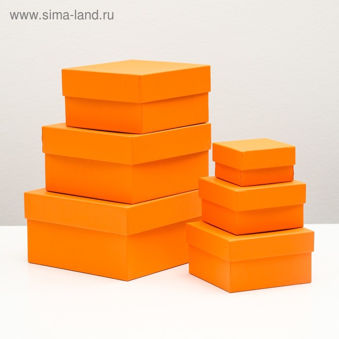 Набор коробок 6в1 "Оранж", однотонные, 17,5 х 17,5 х 9,5 - 7,3 х 7,3 х 4,5 см - Фото 1