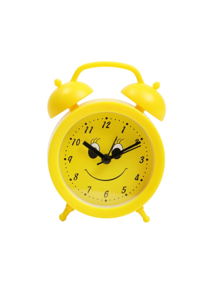 Часы - будильник настольные «Смайл», дискретный ход, 9×12 см, 1хАА, жёлтые - Фото 1