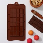 Форма для шоколада Доляна «Плитка», силикон, 22,5×10,5×0,2 см, 24 ячейки (2×2,5 см), цвет коричневый - фото 318065952