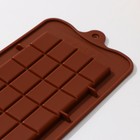 Форма для шоколада Доляна «Плитка», силикон, 22,5×10,5×0,2 см, 24 ячейки (2×2,5 см), цвет коричневый - Фото 3