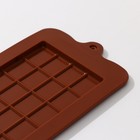 Форма для шоколада Доляна «Плитка», силикон, 22,5×10,5×0,2 см, 24 ячейки (2×2,5 см), цвет коричневый - Фото 4