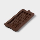 Форма для шоколада Доляна «Плитка», силикон, 22.5×10.5×0.2 см, 24 ячейки (2×2.5 см), коричневая - Фото 4