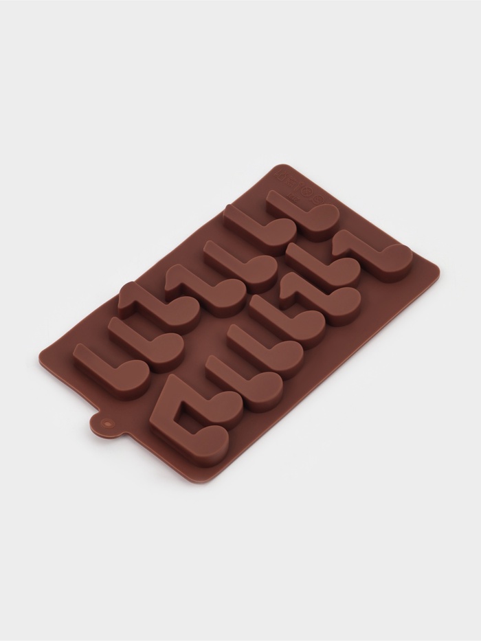 Форма для шоколада Доляна «Ноты», силикон, 19.5×12×1 см, 15 ячеек (4.2×2.2 см), коричневый - Фото 1