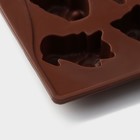 Форма для украшений Доляна «Кошки», силикон, 18×17×2 см, 16 ячеек, цвет коричневый - фото 24279818