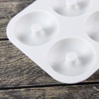 Форма для муссовых десертов и выпечки Доляна «Пончик», 28,5×19 см, 6 ячеек, цвет белый - Фото 3