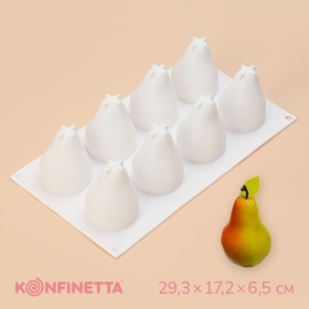 Форма силиконовая для муссовых десертов и выпечки Доляна «Груша», 29,3×17,2×6,5 см, 8 ячеек, d=5,5 см, цвет белый