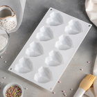 Форма для муссовых десертов и выпечки Доляна «Сердце. Геометрия», 29×17×2 см, 8 ячеек (6,5×6,3 см), цвет белый - Фото 3