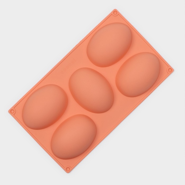 Форма для выпечки Доляна «Яйцо», силикон, 30×17,5 см, 5 ячеек (10×7×3,5 см), цвет МИКС - Фото 1