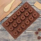 Форма силиконовая для украшений Доляна «Кругляши», 30×17,5 см, 18 ячеек (d=3,5 см), цвет коричневый - Фото 1