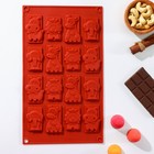 Форма силиконовая для украшений Доляна «Животные», 30×17,5×0,5 см, 16 ячеек, цвет коричневый - Фото 1