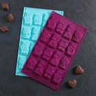 Форма силиконовая для украшений Доляна «Животные», 30×17,5×0,5 см, 16 ячеек, цвет коричневый - фото 24514344