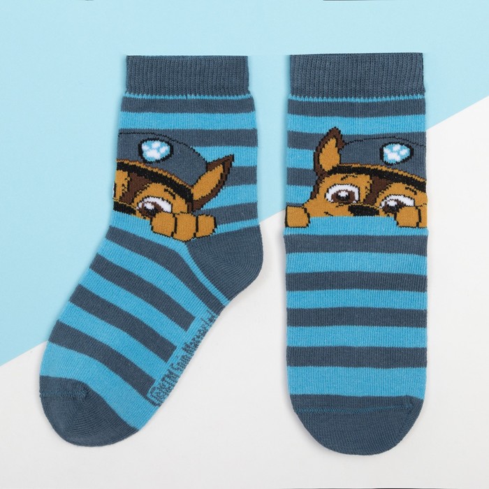 

Щенячий патруль. Носки PAW PATROL "Гончик", синий/голубой, 16-18 см