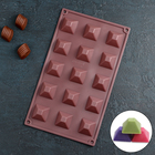 Форма силиконовая для украшений Доляна «Шоколадные конфеты. Пирамидки», 29×15,6 см, 15 ячеек, цвет МИКС - Фото 1