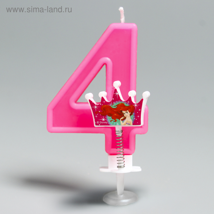 Свеча в торт цифра Дисней "4", Принцессы - Фото 1