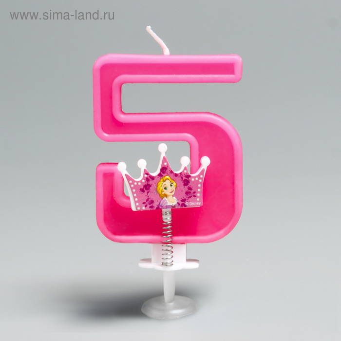 Свеча в торт цифра Дисней "5", Принцессы - Фото 1