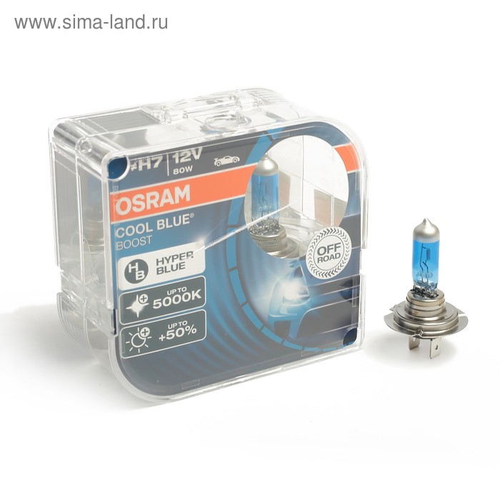 Лампа автомобильная Osram Cool Blue Boost 5000К, H7, 12 В, 80 Вт набор 2 шт - Фото 1