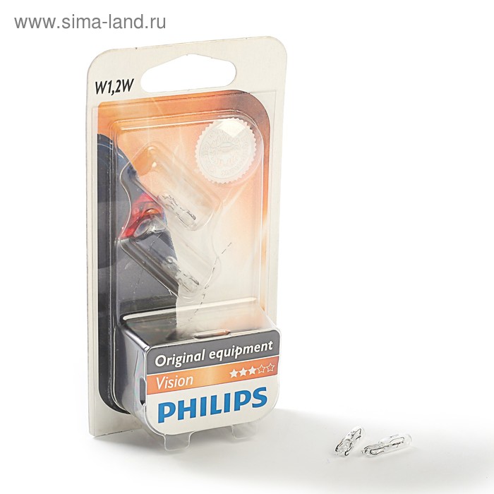 Автолампа Philips, W1,2W (W2*4,6d), 12 В, 12516 B2, 2 шт. - Фото 1