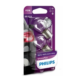 Автолампа Philips Vision Plus +50%, P21W, BA15s, 12 В, 12498 VP B2, набор 2 шт 3371501