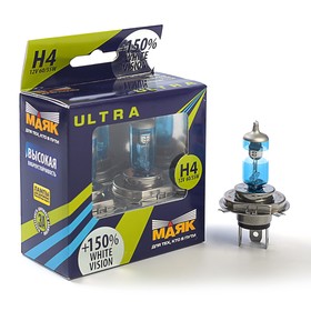 

Лампа автомобильная Маяк Ультра+150%, H4, 12 В, 60/ 55 Вт, набор 2 шт